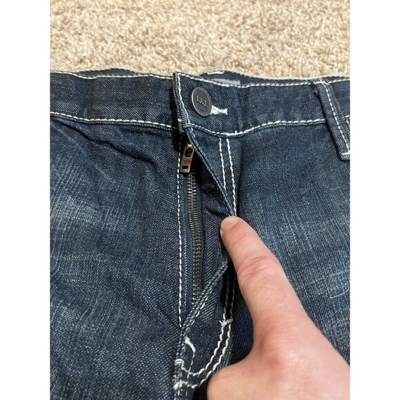 BKE Jeans Mens 44x38 Blue Denim Seth Boot Cut High Rise Buckle - Distressed - Picture 3 of 12